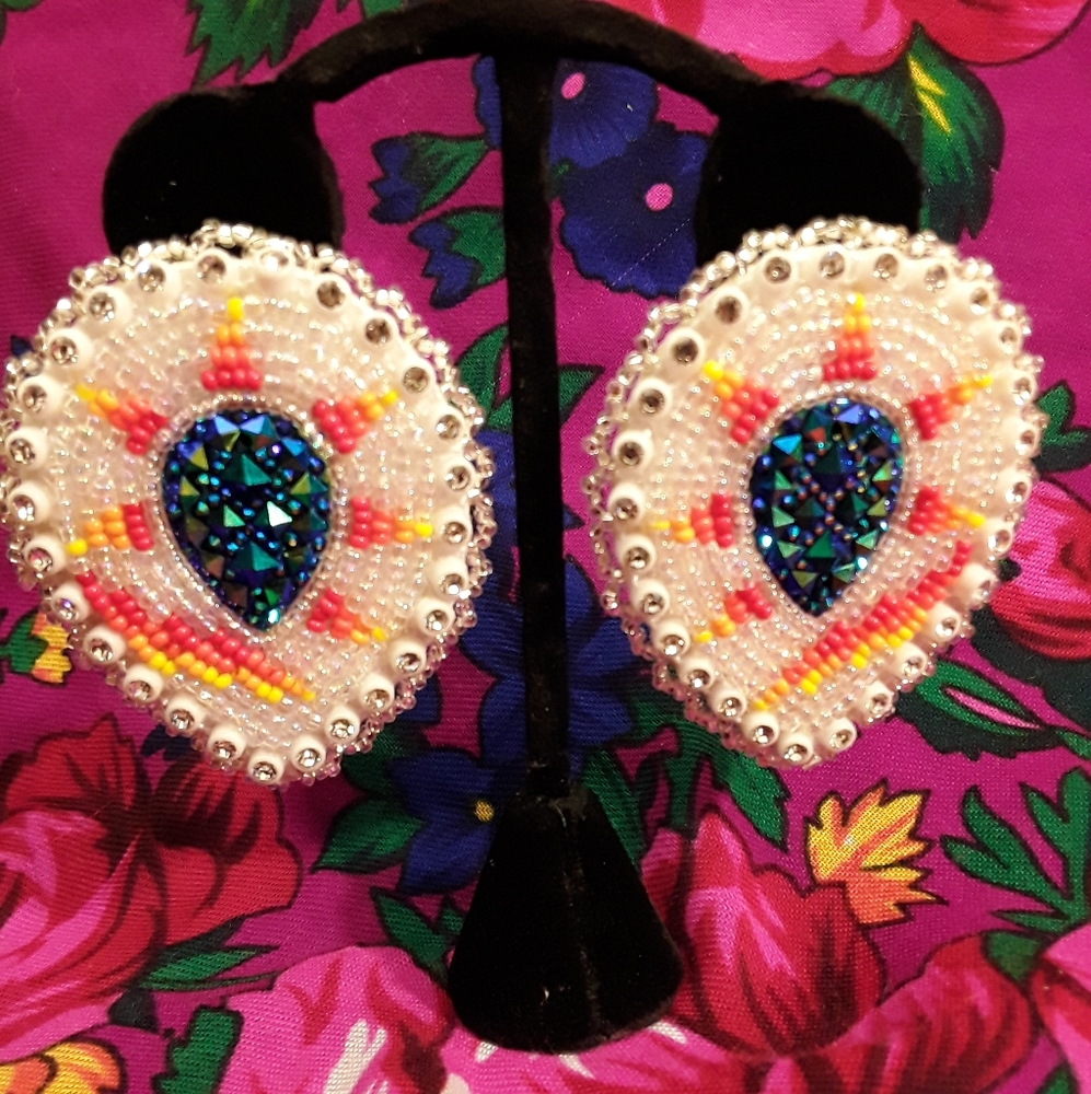 Clear Upside Down Fire Color Teardrop Earrings